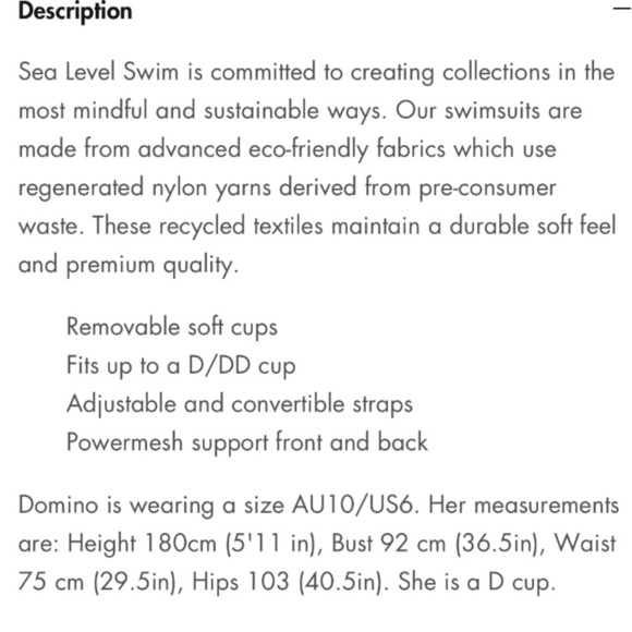 Sea Level Australia Eco Essentials Frill One Piece Black Swimsuit Size 10 NWT - Picture 14 of 15